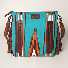 Load image into Gallery viewer, Western Purse, Cowhide Purse, Hand Tooled Leather Purse, Cowhide Purse, Concealed Carry Purse, Saddle Blanket, Leather Fringe
