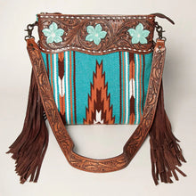 Load image into Gallery viewer, Western Purse, Cowhide Purse, Hand Tooled Leather Purse, Cowhide Purse, Concealed Carry Purse, Saddle Blanket, Leather Fringe
