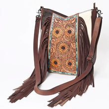 Load image into Gallery viewer, Western Hand Tooled Leather Purse, Conceal Carry Purse, Cowhide Purse, American Darling Purse, Western Crossbody Purse, Leather Fringe
