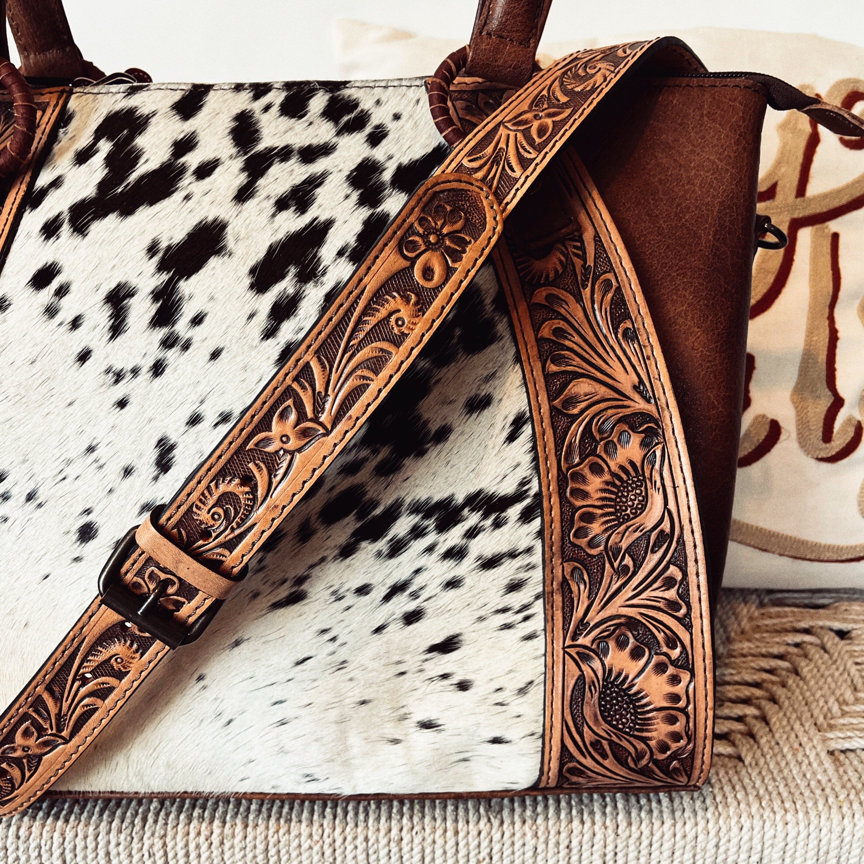 Western Purse, Cowhide Purse, Hand Tooled Leather Purse, Cowhide Purse, Concealed Carry Purse, Saddle Blanket, Leather Fringe