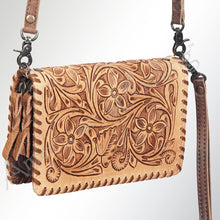 Load image into Gallery viewer, Western Leather Wallet Purse, Hand Tooled Leather Wallet, Crossbody Purse, Womens Leather Wallet, Genuine Leather, American Darling Wallet
