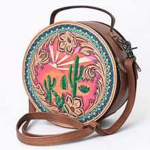 Load image into Gallery viewer, Western Hand Tooled Leather Canteen Purse, Leather Purse, Cowhide Purse, American Darling Purse, Western Crossbody Purse
