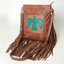 Load image into Gallery viewer, Western Hand Tooled Leather Purse, Cowhide Purse, Conceal Carry Purse, American Darling Purse, Western Purse with Leather Fringe
