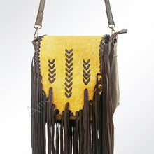 Load image into Gallery viewer, Western Leather Purse, Concealed Carry Purse, Crossbody With Leather Fringe, Hair On Cowhide American Darling Purse, Western Crossbody Purse
