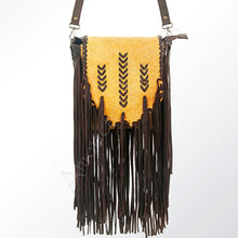 Load image into Gallery viewer, Western Leather Purse, Concealed Carry Purse, Crossbody With Leather Fringe, Hair On Cowhide American Darling Purse, Western Crossbody Purse
