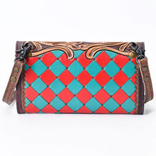 Load image into Gallery viewer, Western Leather Wallet Purse, Hand Tooled Leather Wallet, Crossbody Purse, Womens Leather Wallet,  Genuine Leather, American Darling Wallet
