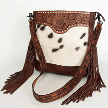 Load image into Gallery viewer, Western Purse, Tooled Leather Purse, Conceal Carry Purse, Cowhide Purse, American Darling Purse, Sunflower Crossbody Purse, Leather Fringe
