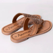 Load image into Gallery viewer, Leather Sandals, Slip On Women Leather Sandals, Hand Tooled Leather Sandals, Strappy Leather Sandals, Buckle Strap American Darling Sandals
