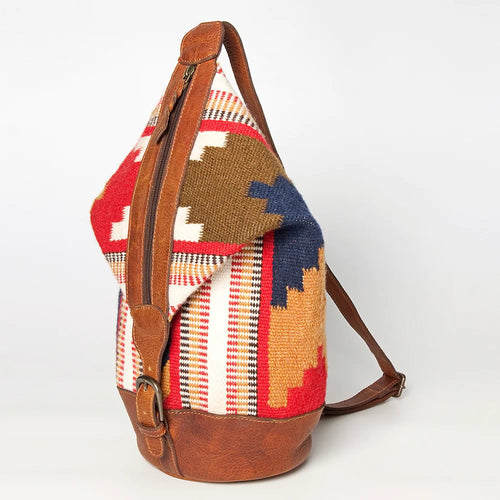 Leather Sling Bag Women, Leather Sling Backpack Purse, Leather Backpack, Western Purse,  Serape Saddle Blanket Sling Purse