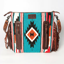 Load image into Gallery viewer, Western Hand Tooled Leather Purse, Cowhide Purse Crossbody Bag, Saddle Blanket Bag, Genuine Cowhide, Western Purse, Leather Fringe
