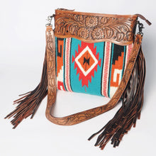 Load image into Gallery viewer, Western Hand Tooled Leather Purse, Cowhide Purse Crossbody Bag, Saddle Blanket Bag, Genuine Cowhide, Western Purse, Leather Fringe
