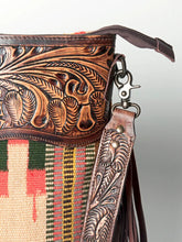 Load image into Gallery viewer, Western Hand Tooled Leather Purse, Cowhide Purse Crossbody Bag, Saddle Blanket Bag, Genuine Cowhide, Western Purse, Leather Fringe
