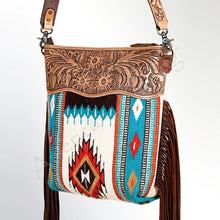 Load image into Gallery viewer, Western Hand Tooled Leather Purse, Cowhide Purse Crossbody Bag, Saddle Blanket Bag, Genuine Cowhide, Western Purse, Leather Fringe
