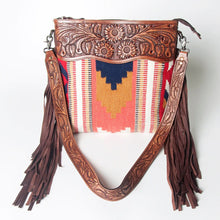 Load image into Gallery viewer, Western Hand Tooled Leather Purse, Cowhide Purse Crossbody Bag, Saddle Blanket Bag, Genuine Cowhide, Western Purse, Leather Fringe
