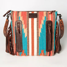 Load image into Gallery viewer, Western Hand Tooled Leather Purse, Cowhide Purse Crossbody Bag, Saddle Blanket Bag, Genuine Cowhide, Western Purse, Leather Fringe
