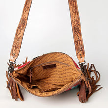 Load image into Gallery viewer, Western Hand Tooled Leather Purse, Cowhide Purse Crossbody Bag, Saddle Blanket Bag, Genuine Cowhide, Western Purse, Leather Fringe
