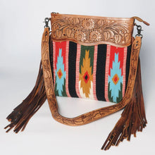 Load image into Gallery viewer, Western Hand Tooled Leather Purse, Cowhide Purse Crossbody Bag, Saddle Blanket Bag, Genuine Cowhide, Western Purse, Leather Fringe
