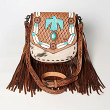 Load image into Gallery viewer, Western Leather Purse, Western Crossbody Purse, Cowhide Hair On Purse,  Genuine Cowhide handbag, Hair On Cowhide Fringe Crossbody Purse
