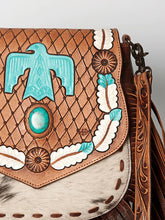 Load image into Gallery viewer, Western Leather Purse, Western Crossbody Purse, Cowhide Hair On Purse,  Genuine Cowhide handbag, Hair On Cowhide Fringe Crossbody Purse
