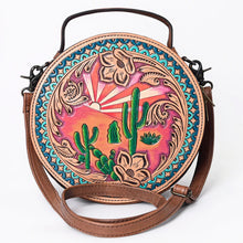 Load image into Gallery viewer, Western Hand Tooled Leather Canteen Purse, Leather Purse, Cowhide Purse, American Darling Purse, Western Crossbody Purse
