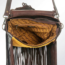 Load image into Gallery viewer, Western Leather Purse, Concealed Carry Purse, Crossbody With Leather Fringe, Hair On Cowhide American Darling Purse, Western Crossbody Purse
