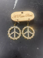 Load image into Gallery viewer, Crystal Peace Sign Earrings, Peace Earrings, Boho Earrings, Dangle Earrings, Earrings For Mom, Lightweight Earrings
