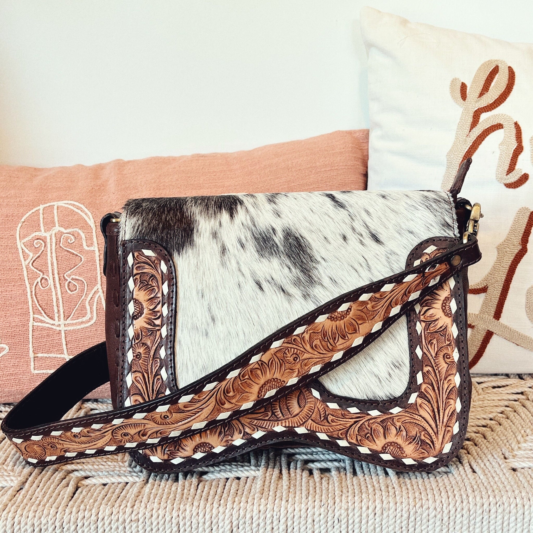 Leather and cowhide purse sale