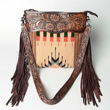 Load image into Gallery viewer, Western Hand Tooled Leather Purse, Cowhide Purse Crossbody Bag, Saddle Blanket Bag, Genuine Cowhide, Western Purse, Leather Fringe
