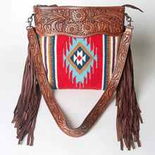 Load image into Gallery viewer, Western Hand Tooled Leather Purse, Cowhide Purse Crossbody Bag, Saddle Blanket Bag, Genuine Cowhide, Western Purse, Leather Fringe
