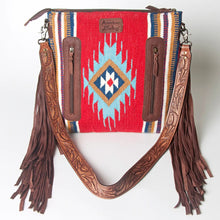 Load image into Gallery viewer, Western Hand Tooled Leather Purse, Cowhide Purse Crossbody Bag, Saddle Blanket Bag, Genuine Cowhide, Western Purse, Leather Fringe
