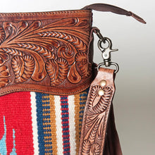 Load image into Gallery viewer, Western Hand Tooled Leather Purse, Cowhide Purse Crossbody Bag, Saddle Blanket Bag, Genuine Cowhide, Western Purse, Leather Fringe
