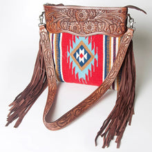 Load image into Gallery viewer, Western Hand Tooled Leather Purse, Cowhide Purse Crossbody Bag, Saddle Blanket Bag, Genuine Cowhide, Western Purse, Leather Fringe
