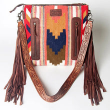 Load image into Gallery viewer, Western Hand Tooled Leather Purse, Cowhide Purse Crossbody Bag, Saddle Blanket Bag, Genuine Cowhide, Western Purse, Leather Fringe
