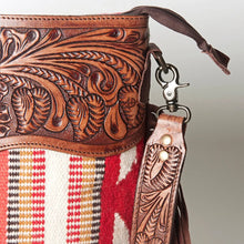 Load image into Gallery viewer, Western Hand Tooled Leather Purse, Cowhide Purse Crossbody Bag, Saddle Blanket Bag, Genuine Cowhide, Western Purse, Leather Fringe
