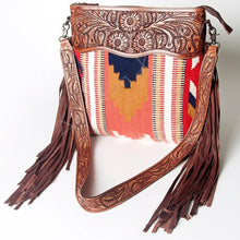 Load image into Gallery viewer, Western Hand Tooled Leather Purse, Cowhide Purse Crossbody Bag, Saddle Blanket Bag, Genuine Cowhide, Western Purse, Leather Fringe
