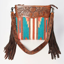 Load image into Gallery viewer, Western Hand Tooled Leather Purse, Cowhide Purse Crossbody Bag, Saddle Blanket Bag, Genuine Cowhide, Western Purse, Leather Fringe
