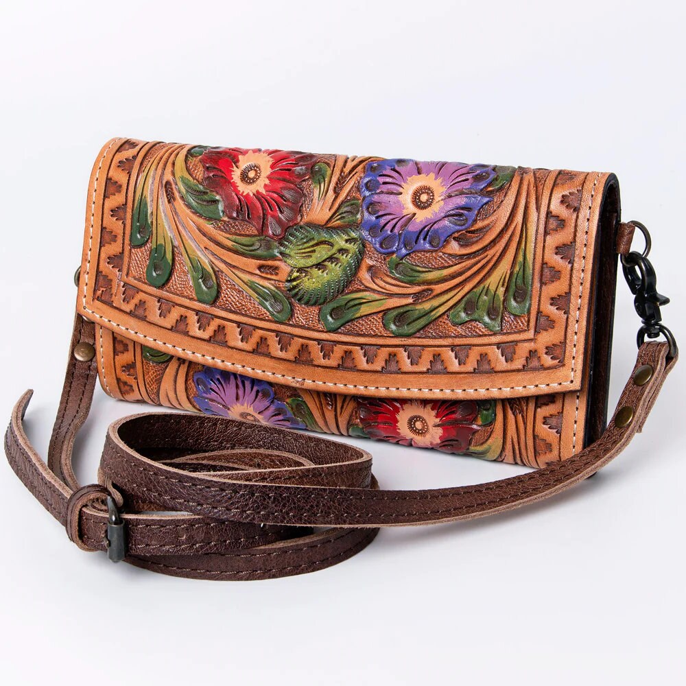 Estancia Western Leather Crossbody Wallet