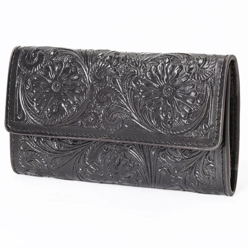 Western Hand Tooled Leather Wallet Purse, Leather Crossbody Purse, Genuine Leather Bag,  Western Purse, Luxury Wallet