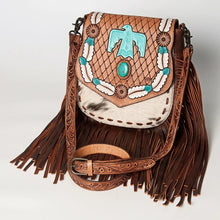 Load image into Gallery viewer, Western Leather Purse, Western Crossbody Purse, Cowhide Hair On Purse,  Genuine Cowhide handbag, Hair On Cowhide Fringe Crossbody Purse
