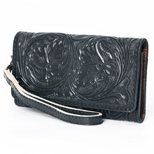 Load image into Gallery viewer, Western Hand Tooled Leather Wallet, Leather Wristlet Wallet, Genuine Leather Wallet, Cowhide Western Purse Wallet, Luxury Wallet
