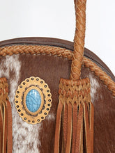 Load image into Gallery viewer, Western Purse, Hand Tooled Leather Purse, Hair On Purse, Cowhide Purse, Genuine Leather Purse, Western Crossbody Purse, Laptop Bag
