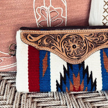 Load image into Gallery viewer, Western Hand Tooled Leather Wallet Wristlet, Leather Clutch Purse, Genuine Leather Bag, Genuine Cowhide Bag, Western Purse, Luxury Wallet
