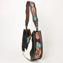 Load image into Gallery viewer, Western Hand Tooled Leather Purse, Hobo Cowhide Purse, Leather Hobo Purse, Conceal Carry Purse, Genuine Cowhide, Western Purse
