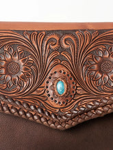 Load image into Gallery viewer, Western Purse, Cowhide Purse, Hand Tooled Leather Purse, Genuine Leather Crossbody Purse, Concealed Carry Purse, Genuine Leather Fringe
