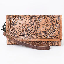 Load image into Gallery viewer, Western Hand Tooled Leather Wallet, Leather Wristlet Wallet, Genuine Leather Wallet, Cowhide Western Purse Wallet, Luxury Wallet
