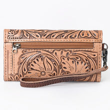 Load image into Gallery viewer, Western Hand Tooled Leather Wallet, Leather Wristlet Wallet, Genuine Leather Wallet, Cowhide Western Purse Wallet, Luxury Wallet
