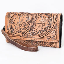 Load image into Gallery viewer, Western Hand Tooled Leather Wallet, Leather Wristlet Wallet, Genuine Leather Wallet, Cowhide Western Purse Wallet, Luxury Wallet
