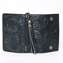 Load image into Gallery viewer, Western Hand Tooled Leather Wallet, Leather Wristlet Wallet, Genuine Leather Wallet, Cowhide Western Purse Wallet, Luxury Wallet
