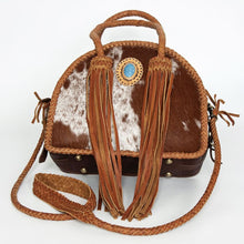 Load image into Gallery viewer, Western Purse, Hand Tooled Leather Purse, Hair On Purse, Cowhide Purse, Genuine Leather Purse, Western Crossbody Purse, Laptop Bag
