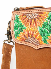 Load image into Gallery viewer, Western Leather Purse, Western Crossbody Purse, Leather Crossbody Purse, Hand Painted handbag, Hand Tooled Crossbody Purse
